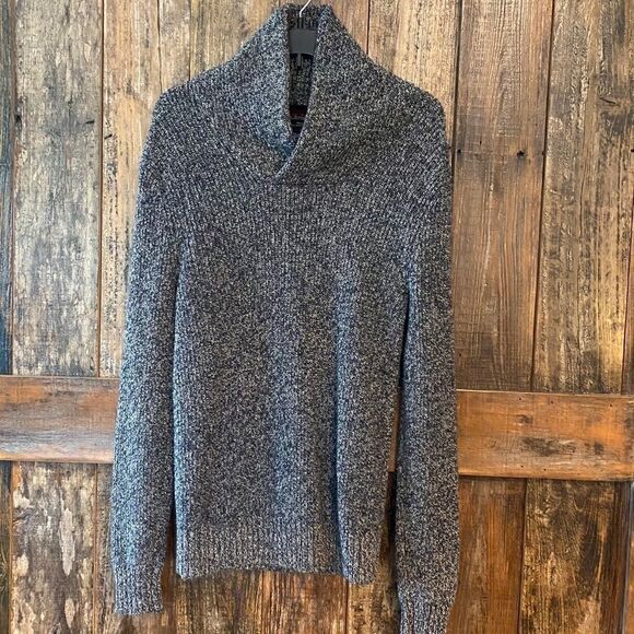 American Eagle Sz S Heather Gray Chunky Wool High Open Collar Pullover Sweater - Picture 2 of 7